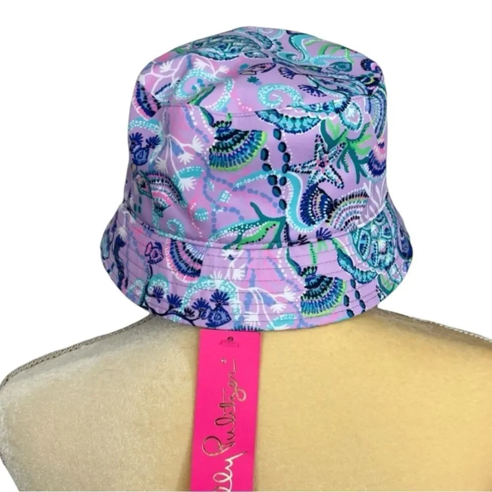 NWT Lilly Pulitzer Bucket Sun Hat Lilac Freesia Mermaid For You Purple Blue